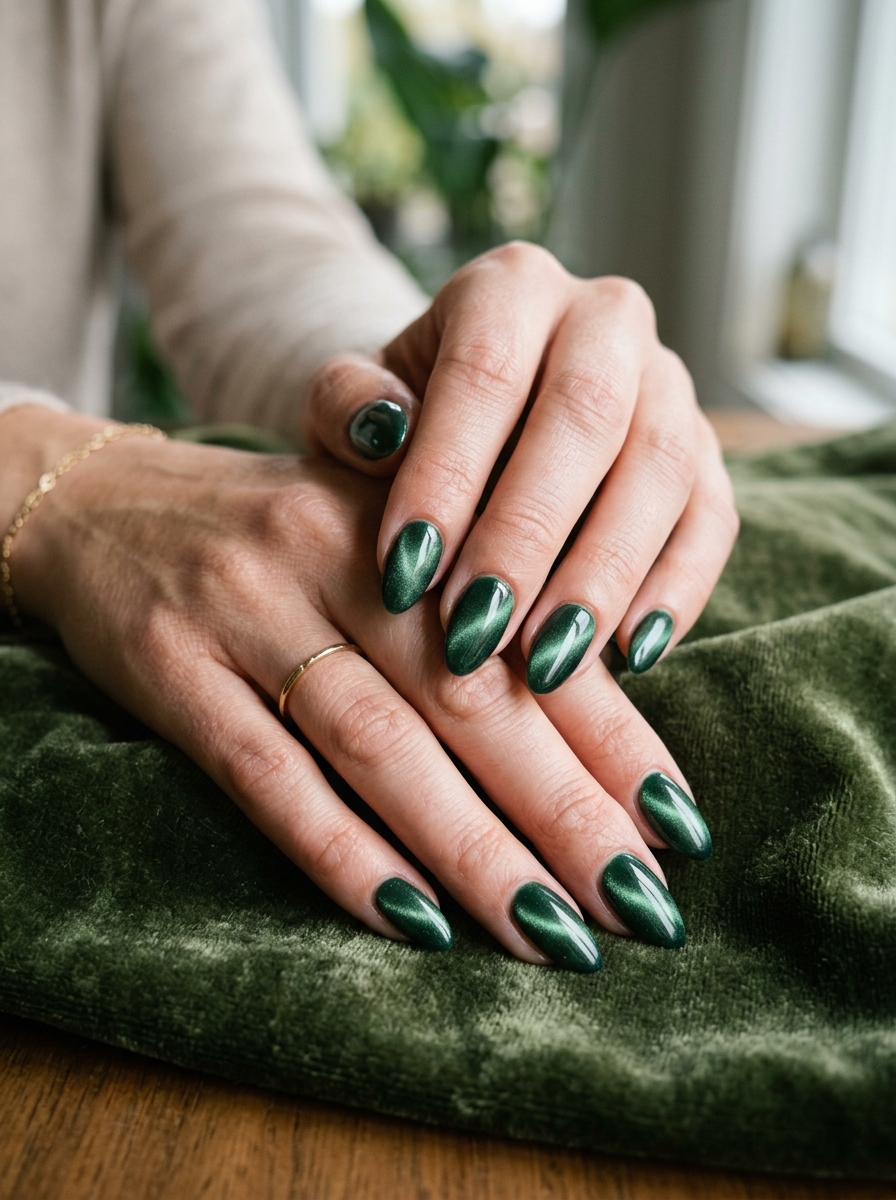 Green Cat Eye Nails